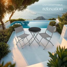 tectake Garden Table & Chairs Duesseldorf in Grey - Size: 2 Seater - thumbnail 8