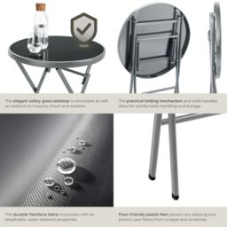 tectake Garden Table & Chairs Duesseldorf in Grey - Size: 2 Seater - thumbnail 5