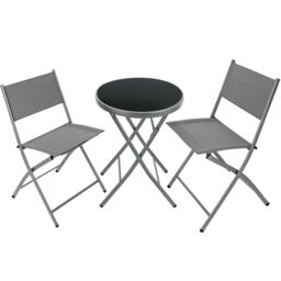 tectake Garden Table & Chairs Duesseldorf in Grey - Size: 2 Seater