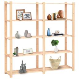 Berkfield Home 5-Tier Storage Racks 2 pcs 170x38x170 cm Solid Pinewood 500 kg in Beige - Size: 170 x 38 x 170 cm