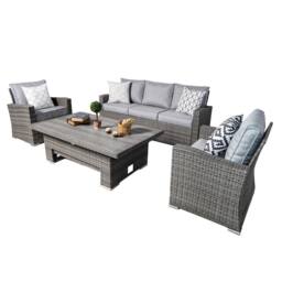 RayGar Vermont 5 Seater Rattan Sofa Set Adjustable Table Outdoor Polyrattan in Grey - Size: 1 Pack - thumbnail 9
