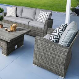 RayGar Vermont 5 Seater Rattan Sofa Set Adjustable Table Outdoor Polyrattan in Grey - Size: 1 Pack - thumbnail 3