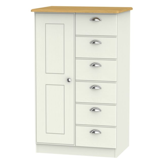 Ready Assembled 2 U Albert 1 Door 5 Drawer Childrens Wardrobe (Ready Assembled) in Cream