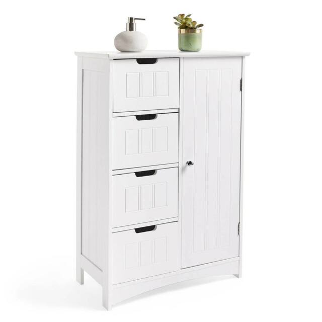 Havendro White Bathroom Storage Cabinet with 4 Drawers Free Standing - image 1