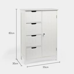 Havendro White Bathroom Storage Cabinet with 4 Drawers Free Standing - thumbnail 2