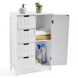 Havendro White Bathroom Storage Cabinet with 4 Drawers Free Standing - thumbnail 3