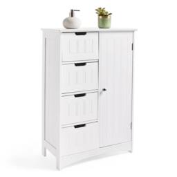 Havendro White Bathroom Storage Cabinet with 4 Drawers Free Standing - thumbnail 1