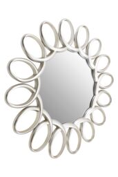 Orsina Large Wall Mirror With Petal Frame, Pewter Finish Round Mirror, Oval Accent Mirror, Decorative Mirror in Silver - thumbnail 2