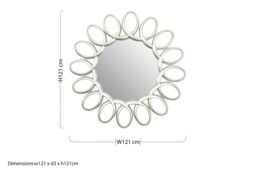 Orsina Large Wall Mirror With Petal Frame, Pewter Finish Round Mirror, Oval Accent Mirror, Decorative Mirror in Silver - thumbnail 5