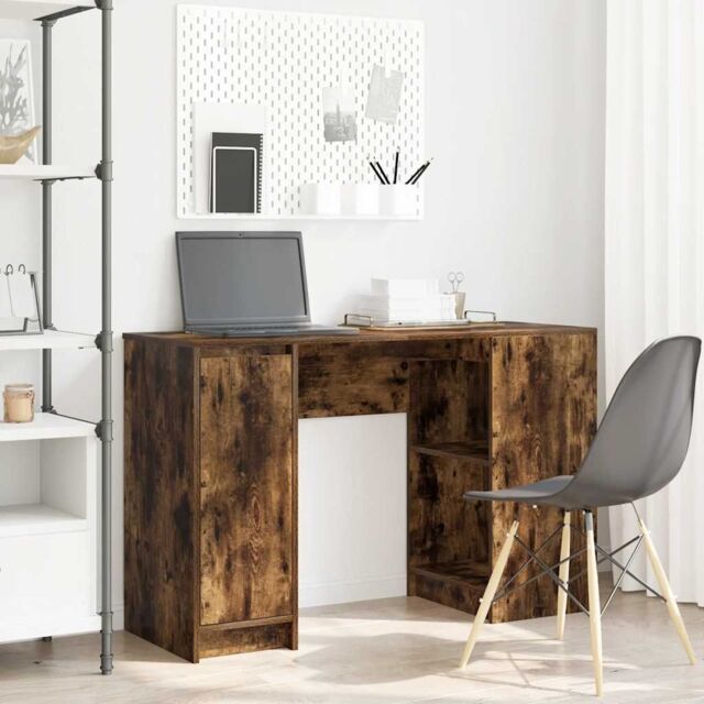 Berkfield Home Desk Smoked Oak 120x42x76 cm Engineered Wood in Brown - Size: 120 x 42 x 76 cm - image 1