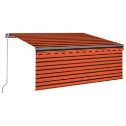 Berkfield Home Manual Retractable Awning with Blind&LED 3x2.5m Orange&Brown - thumbnail 3