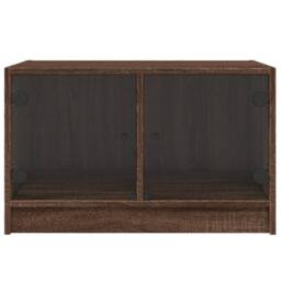 Berkfield Home Modern Coffee Table with Glass Doors Brown Oak 68x50x42 cm - Size: 68 x 50 x 42 cm - thumbnail 6