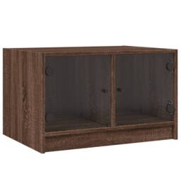 Berkfield Home Modern Coffee Table with Glass Doors Brown Oak 68x50x42 cm - Size: 68 x 50 x 42 cm - thumbnail 3