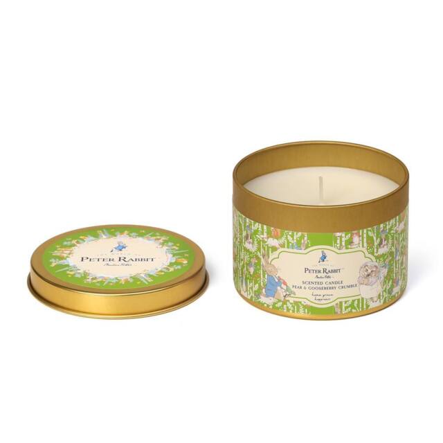 Peter Rabbit Pear Gooseberry Scented Tin Candle 1 Wick 25hr Burn in Green - Size: Small - image 1