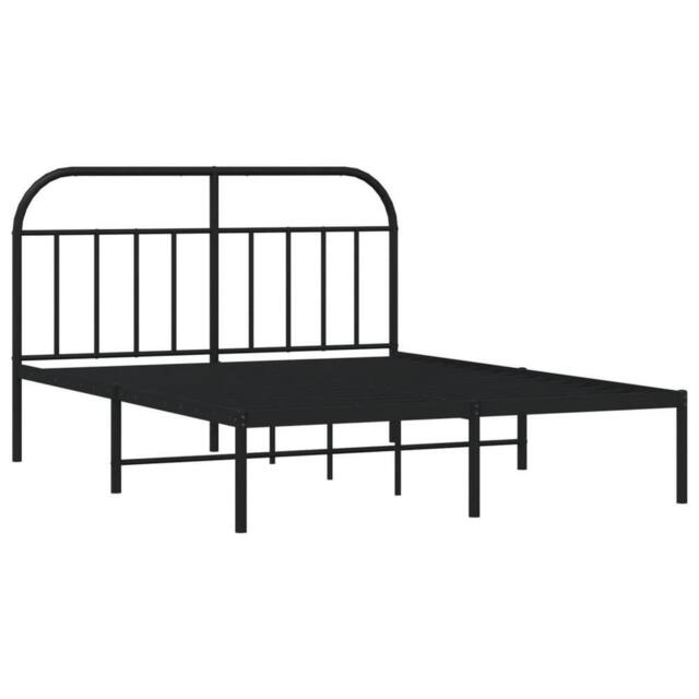 Berkfield Home Metal Bed Frame with Headboard Black 140x200 cm - image 1