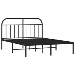 Berkfield Home Metal Bed Frame with Headboard Black 140x200 cm - thumbnail 1