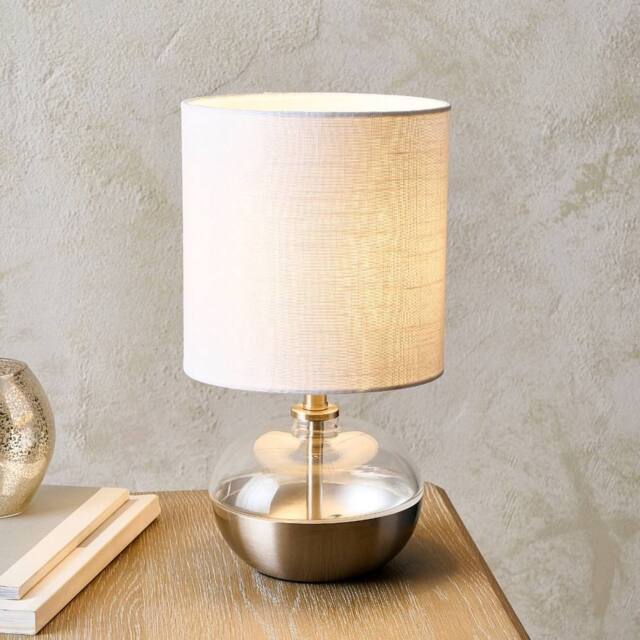 Pagazzi Emmy Satin Nickel & Clear Glass Table Lamp in Silver - image 1