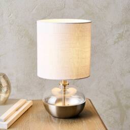 Pagazzi Emmy Satin Nickel & Clear Glass Table Lamp in Silver