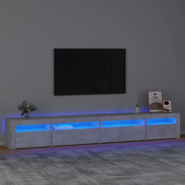 Berkfield Home TV Cabinet with LED Lights Concrete Grey 270x35x40 cm - Size: 270 x 35 x 40 cm - image 1