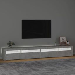 Berkfield Home TV Cabinet with LED Lights Concrete Grey 270x35x40 cm - Size: 270 x 35 x 40 cm - thumbnail 3