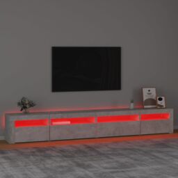 Berkfield Home TV Cabinet with LED Lights Concrete Grey 270x35x40 cm - Size: 270 x 35 x 40 cm - thumbnail 5