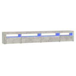 Berkfield Home TV Cabinet with LED Lights Concrete Grey 270x35x40 cm - Size: 270 x 35 x 40 cm - thumbnail 2
