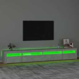 Berkfield Home TV Cabinet with LED Lights Concrete Grey 270x35x40 cm - Size: 270 x 35 x 40 cm - thumbnail 4