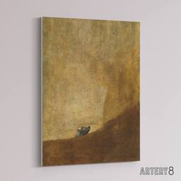 "Artery8 El Perro The Drowning Dog Francisco Goya Canvas Wall Art Print in Brown - Size: W12"" x H16""" - thumbnail 2