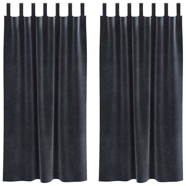 Berkfield Home Blackout Curtains with Hanging Loops 2 pcs Dark Grey Velvet - image 1