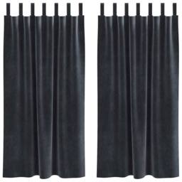 Berkfield Home Blackout Curtains with Hanging Loops 2 pcs Dark Grey Velvet