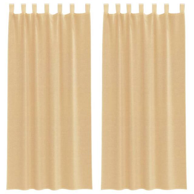 Berkfield Home Voile Curtains with Loops 2 pcs Sand 140x225 cm in Light Sand - image 1