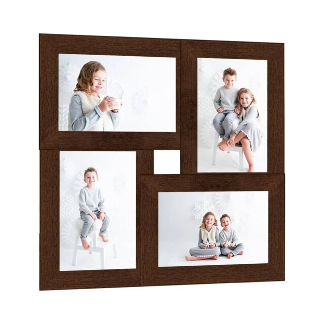 Berkfield Home Collage Photo Frame for 4x(13x18 cm) Picture Dark Brown MDF - Size: 13x18 cm - image 1