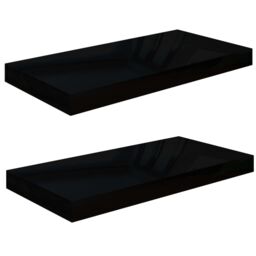 Berkfield Home Floating Wall Shelves 2 pcs High Gloss Black 50x23x3.8 cm MDF - thumbnail 2