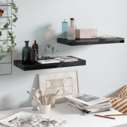 Berkfield Home Floating Wall Shelves 2 pcs High Gloss Black 50x23x3.8 cm MDF