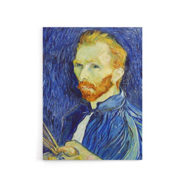 "Artery8 Self Portrait With Palette Van Gogh Vintage Canvas Wall Art in Blue - Size: W18"" x H24""" - image 1