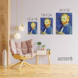 "Artery8 Self Portrait With Palette Van Gogh Vintage Canvas Wall Art in Blue - Size: W18"" x H24""" - thumbnail 4