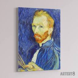 "Artery8 Self Portrait With Palette Van Gogh Vintage Canvas Wall Art in Blue - Size: W18"" x H24""" - thumbnail 2