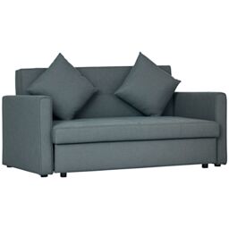 HOMCOM Convertible 2 Seater Sofa Bed with 2 Cushions Storage for Living Room in Dark Grey - thumbnail 2