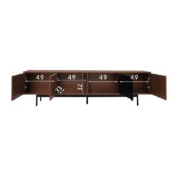 Merax 200cm Wood Lowboard TV Cabinet with Tempered Glass Door, & LED in Walnut - thumbnail 6