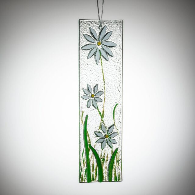 Sienna Glass Hanging Decorative Flower Plaque White - image 1