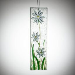 Sienna Glass Hanging Decorative Flower Plaque White - thumbnail 2
