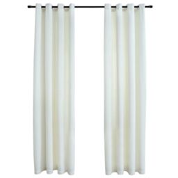 Berkfield Home Blackout Curtains with Rings 2 pcs Velvet Cream 140x245 cm - thumbnail 2