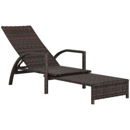 OUTSUNNY PE Rattan Sun Lounger with 4-Level Adjustable Backrest, Mixed-brown in Brown - thumbnail 2