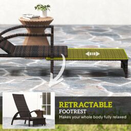 OUTSUNNY PE Rattan Sun Lounger with 4-Level Adjustable Backrest, Mixed-brown in Brown - thumbnail 6