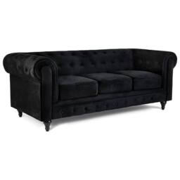 SNUG FURNITURE BIRMINGHAM LTD Belmont Chesterfield 3+2 Velvet Sofa in Black - thumbnail 2