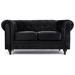 SNUG FURNITURE BIRMINGHAM LTD Belmont Chesterfield 3+2 Velvet Sofa in Black - thumbnail 3
