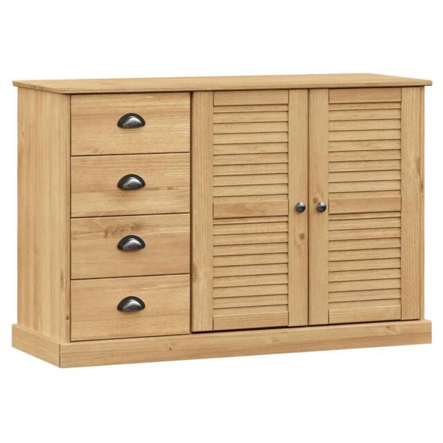 Berkfield Home Sideboard with Drawers VIGO 113x40x75 cm Solid Wood Pine in Light Brown - Size: 113 x 40 x 75 cm - image 1
