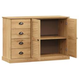 Berkfield Home Sideboard with Drawers VIGO 113x40x75 cm Solid Wood Pine in Light Brown - Size: 113 x 40 x 75 cm - thumbnail 4