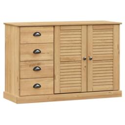 Berkfield Home Sideboard with Drawers VIGO 113x40x75 cm Solid Wood Pine in Light Brown - Size: 113 x 40 x 75 cm - thumbnail 1