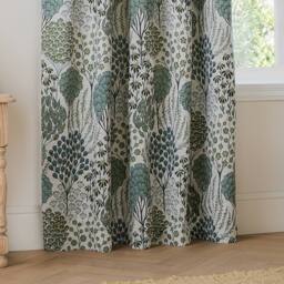 Wylder Ophelia Floral Room Darkening Pencil Pleat Curtain Pair in Green - Size: 228 cm width x 228 cm drop - thumbnail 4